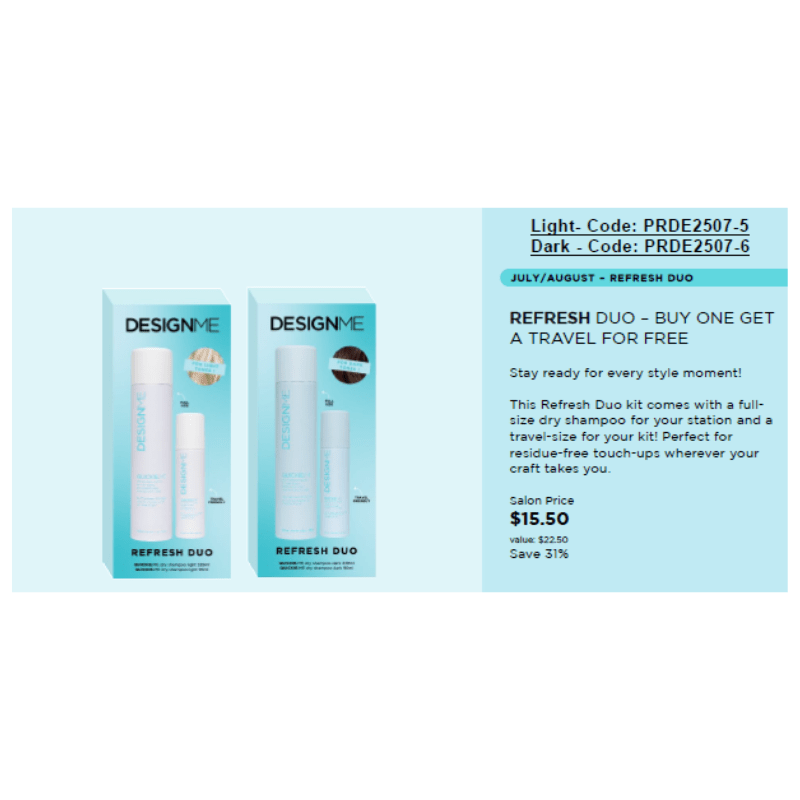 Design.Me Quickie.Me Dry Shampoo - Design.Me | Available at Shine Beauty & Co., Bismarck, ND