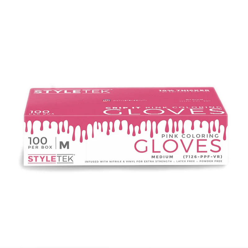 Styletek Pink Powder Free Gloves 100pk - Styletek | Available at Shine Beauty & Co., Bismarck, ND