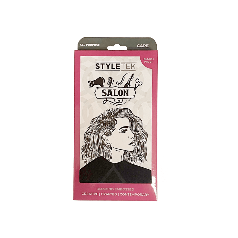 Styletek Embossed Black All-Purpose Cape 45x60 - Styletek | Available at Shine Beauty & Co., Bismarck, ND