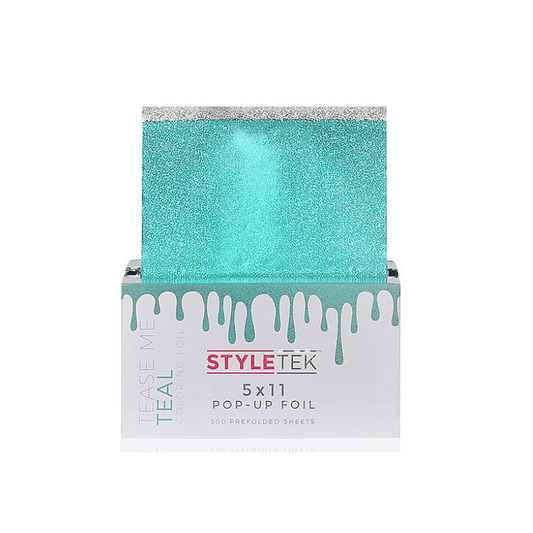 Styletek Tease Me Teal Embossed Pop-Up Foil 500ct 5x11 - Styletek | Available at Shine Beauty & Co., Bismarck, ND