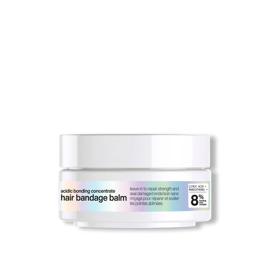 Hair bandage balm jar with label on a white background